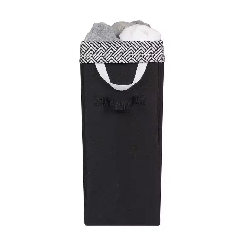 Cesto portabiancheria sottile Neatfreak con borsa rimovibile: Cesto portabiancheria nero stretto, capacità 70 litri, nessun montaggio richiesto