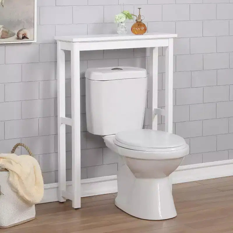 Scaffale da Bagno Autoportante Sopra il WC Bianco – Pino e MDF, 27"L x 37"A