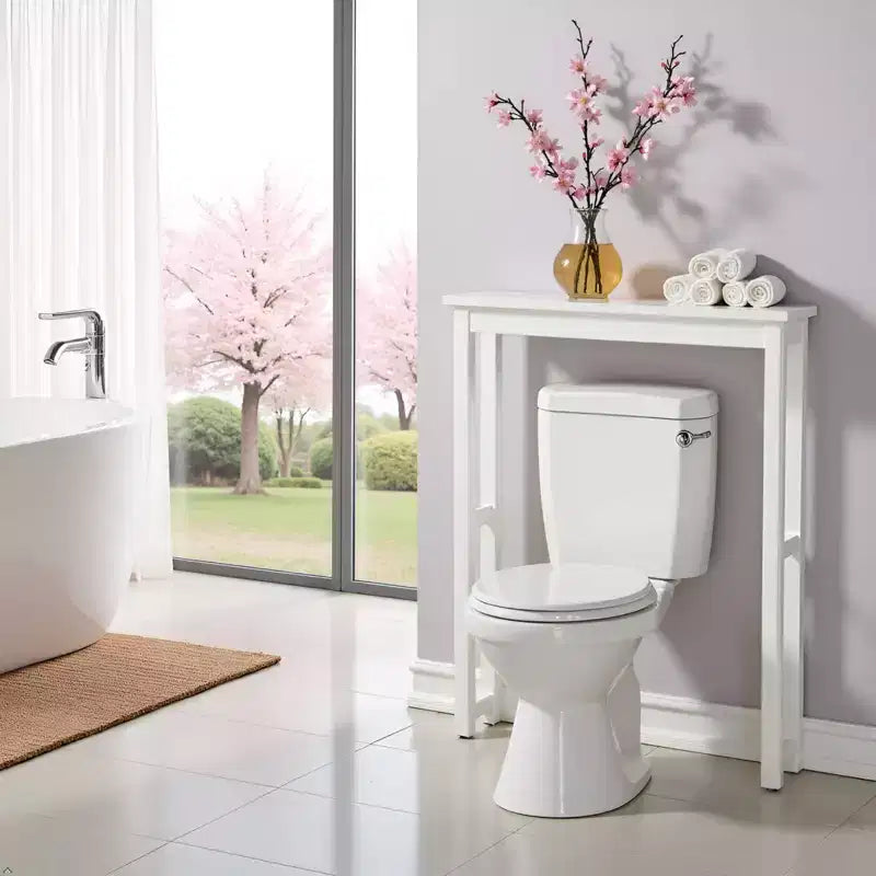 Scaffale da Bagno Autoportante Sopra il WC Bianco – Pino e MDF, 27"L x 37"A
