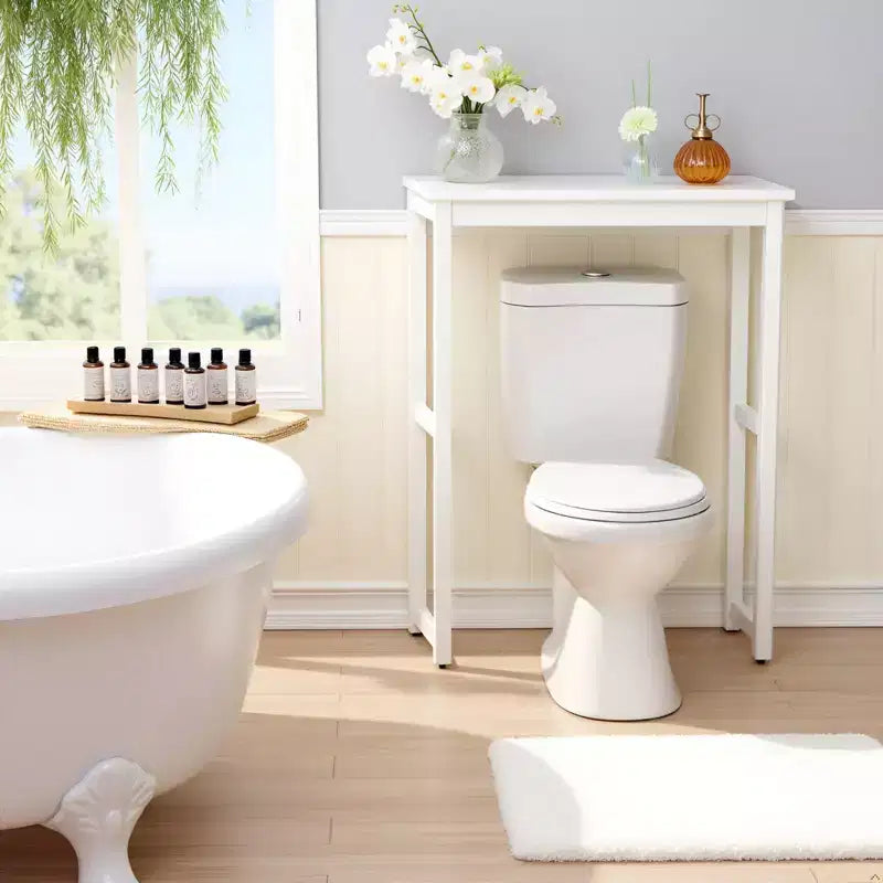 Scaffale da Bagno Autoportante Sopra il WC Bianco – Pino e MDF, 27"L x 37"A