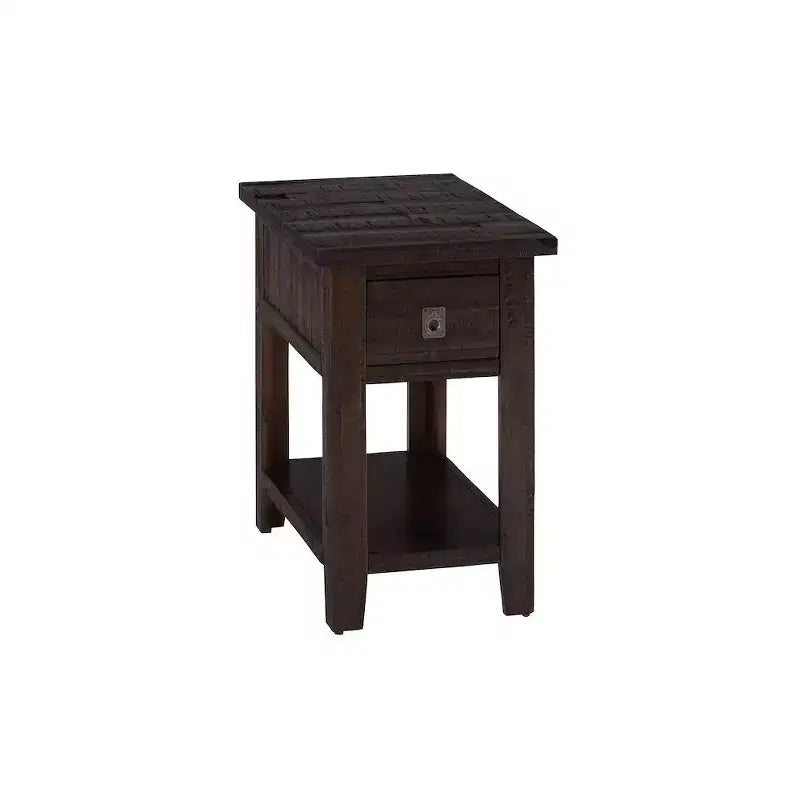 Tavolino rustico da divano/letto con ripiano in acacia massello – Marrone cioccolato fondente