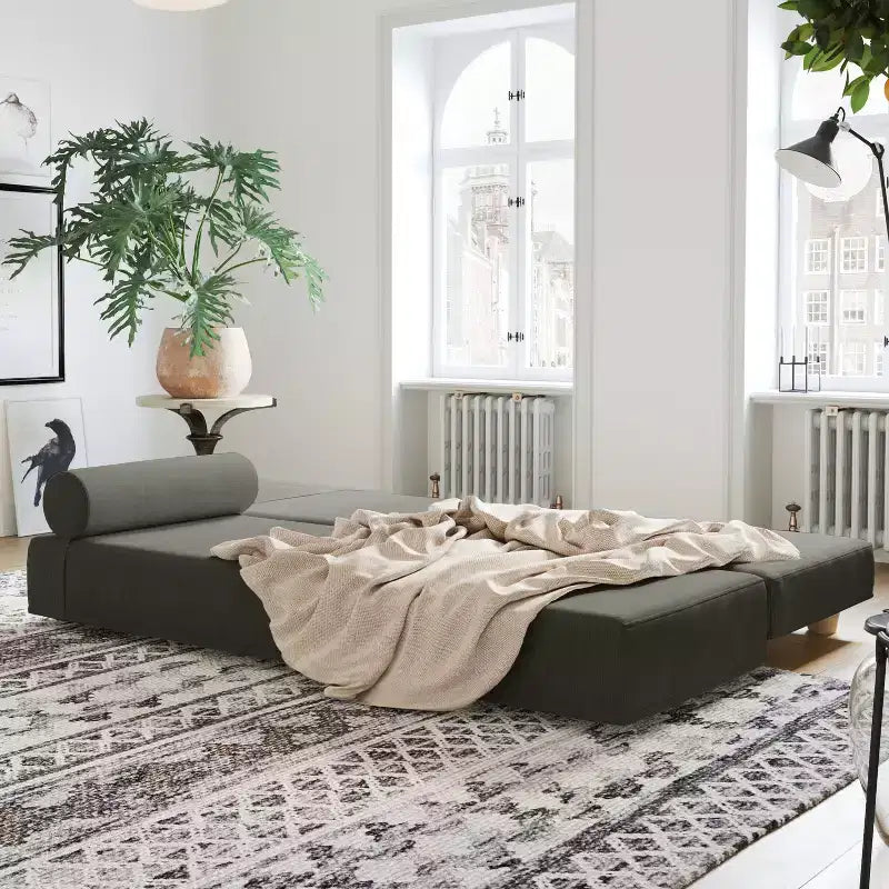 Divano Letto Matrimoniale Pieghevole con Materasso in Microvelluto e Schiuma CertiPUR-US