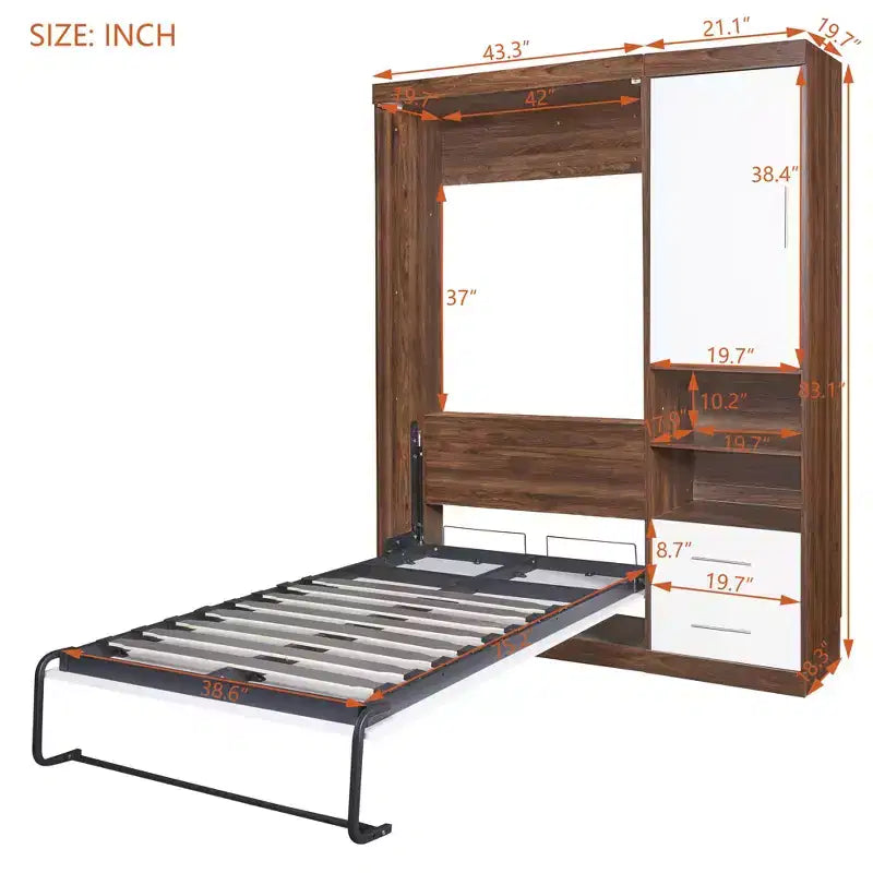 Letto a muro Murphy matrimoniale – Si ripiega in armadio con mensole, design salvaspazio