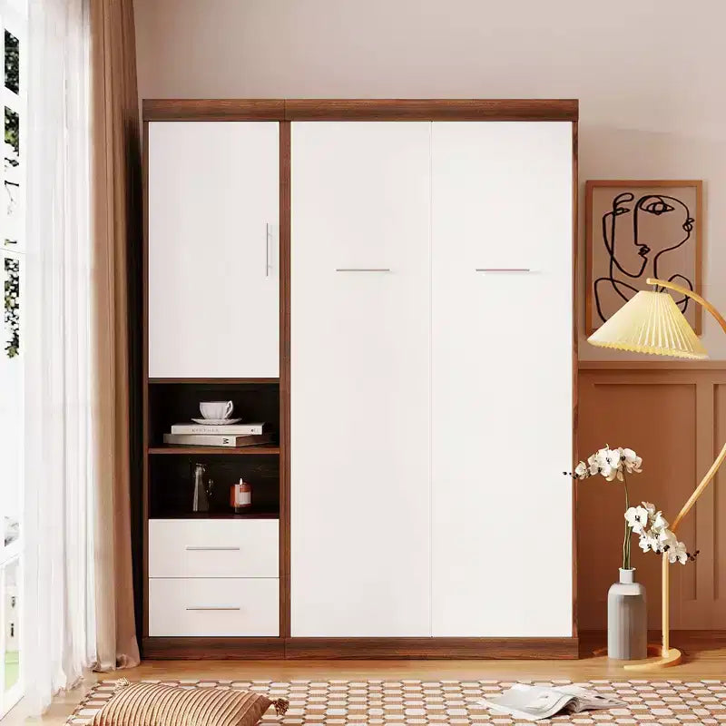 Letto a muro Murphy matrimoniale – Si ripiega in armadio con mensole, design salvaspazio