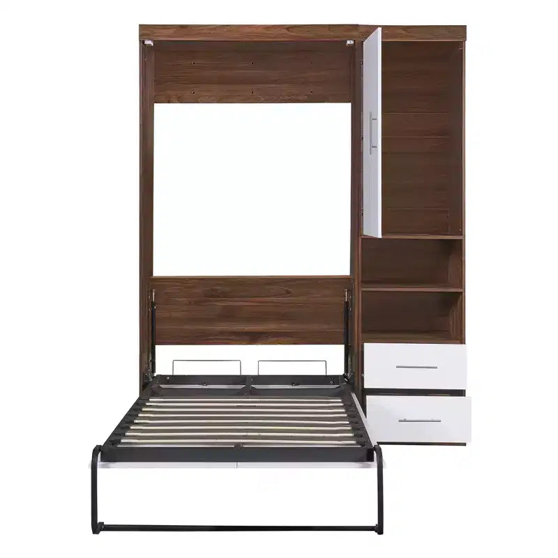 Letto a muro Murphy matrimoniale – Si ripiega in armadio con mensole, design salvaspazio