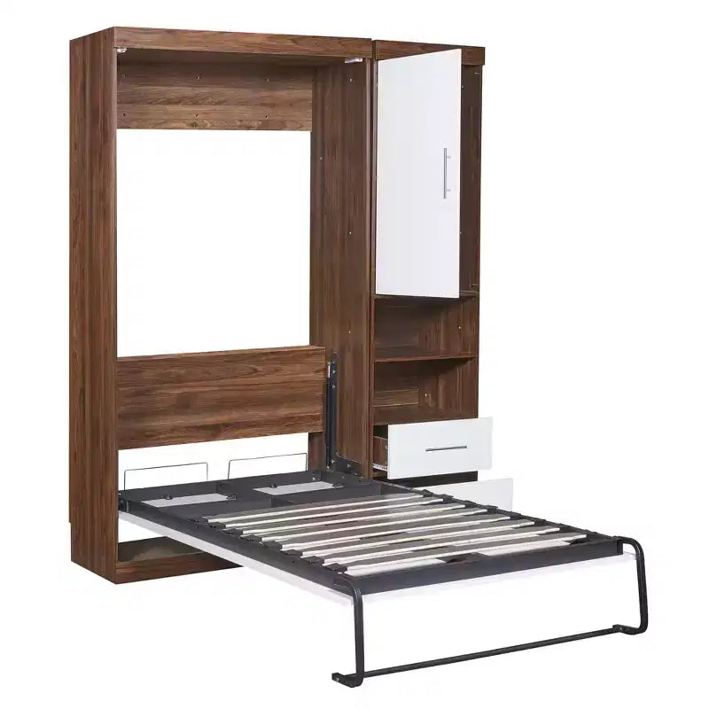 Letto a muro Murphy matrimoniale – Si ripiega in armadio con mensole, design salvaspazio
