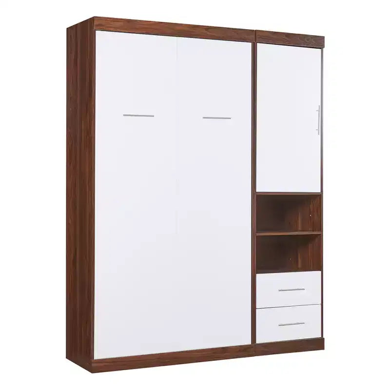 Letto a muro Murphy matrimoniale – Si ripiega in armadio con mensole, design salvaspazio