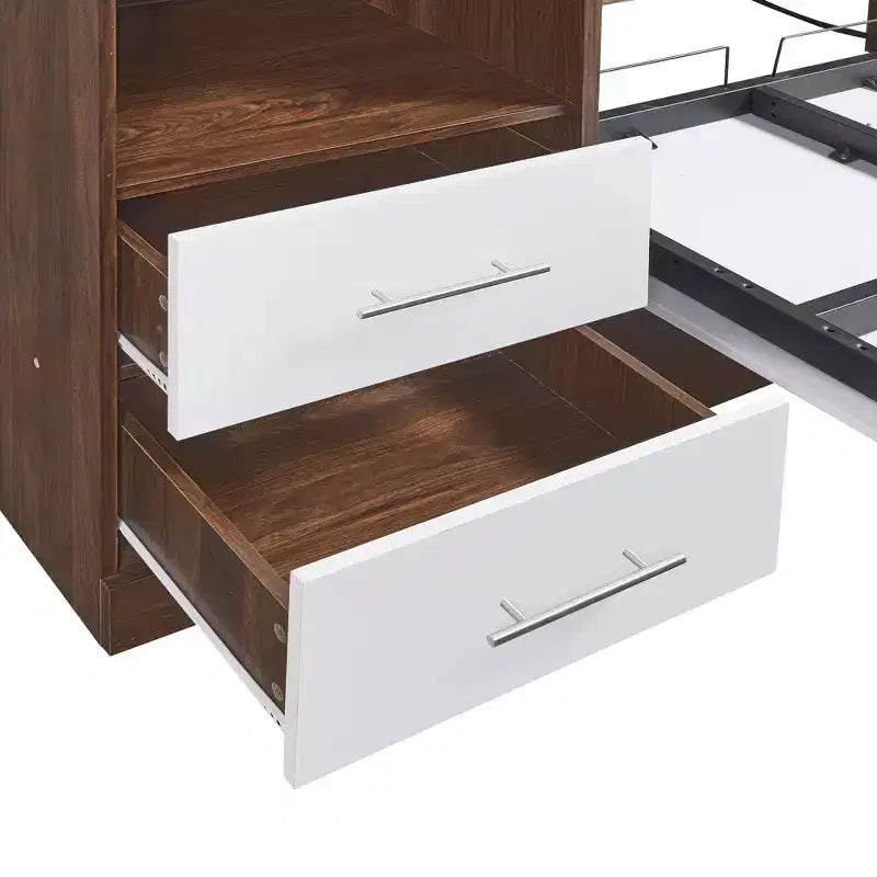 Letto a muro Murphy matrimoniale – Si ripiega in armadio con mensole, design salvaspazio