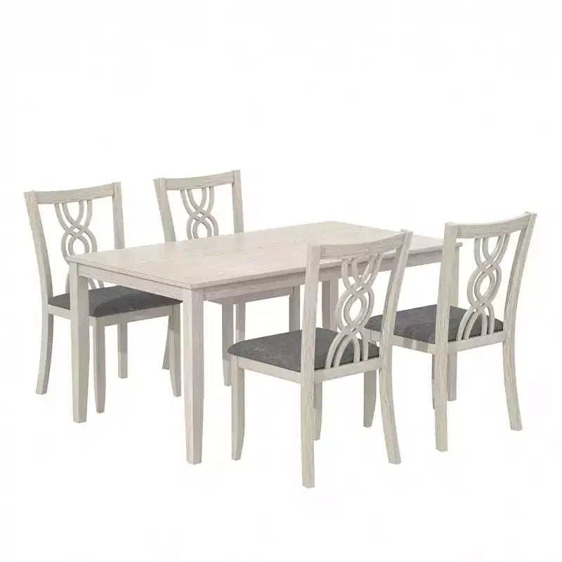 VECELO Sedie da pranzo rustiche in legno, sedie da cucina in legno di gomma con sedile imbottito ed elegante schienale traforato, grigio