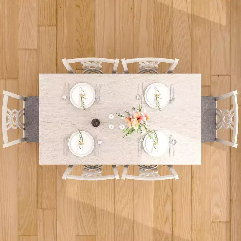 VECELO Sedie da pranzo rustiche in legno, sedie da cucina in legno di gomma con sedile imbottito ed elegante schienale traforato, grigio