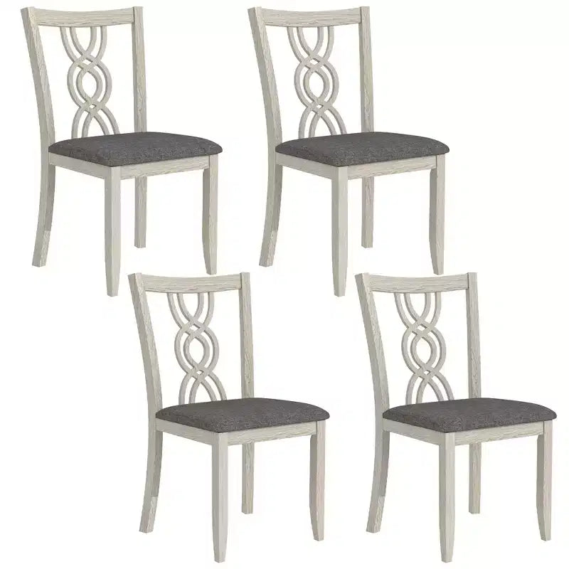 VECELO Sedie da pranzo rustiche in legno, sedie da cucina in legno di gomma con sedile imbottito ed elegante schienale traforato, grigio