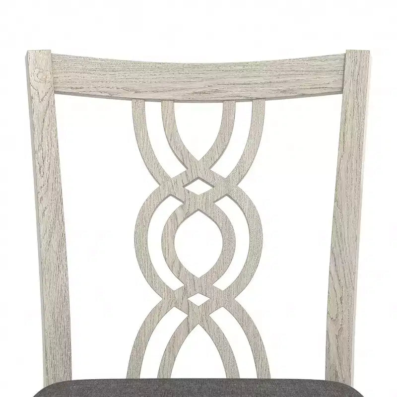 VECELO Sedie da pranzo rustiche in legno, sedie da cucina in legno di gomma con sedile imbottito ed elegante schienale traforato, grigio