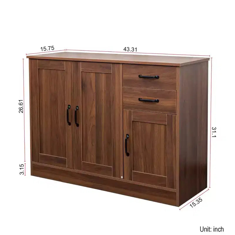 CLIHOME Credenza Moderna in Legno a 3 Ante, Mobile Contenitore da Ingresso, Consolle per Sala da Pranzo