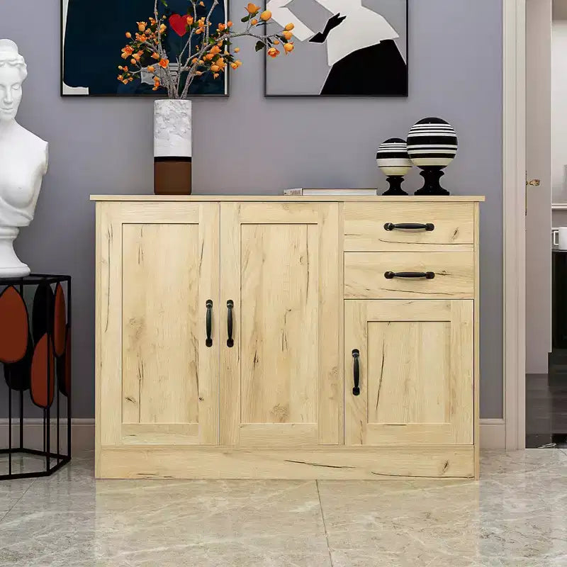 CLIHOME Credenza Moderna in Legno a 3 Ante, Mobile Contenitore da Ingresso, Consolle per Sala da Pranzo