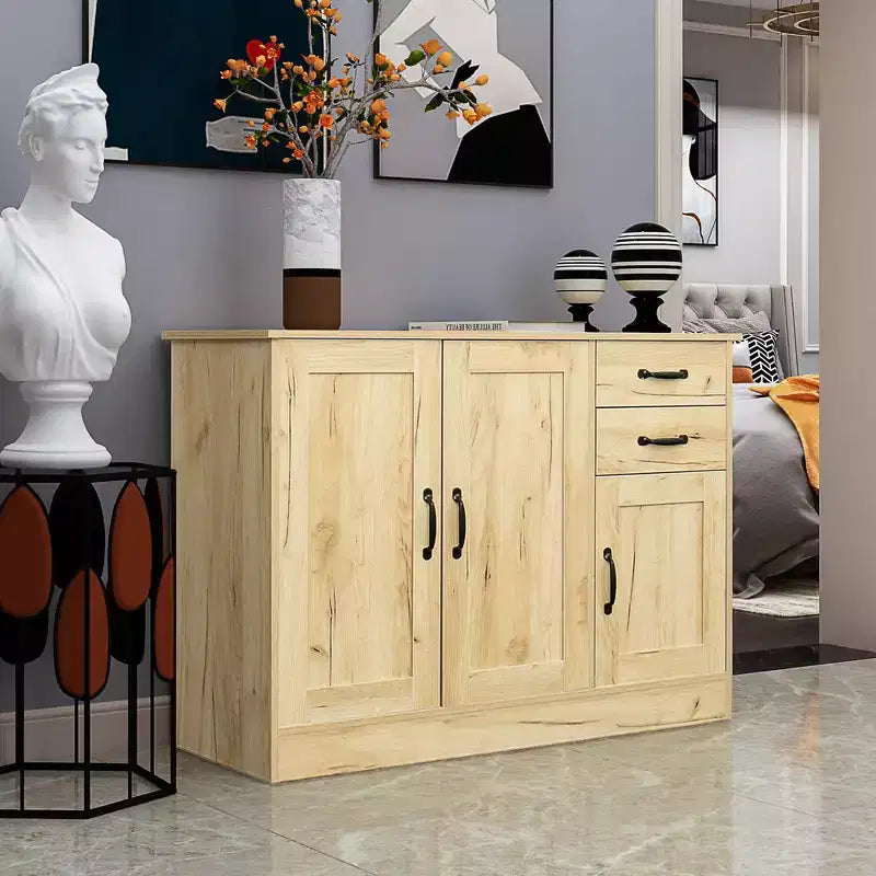 CLIHOME Credenza Moderna in Legno a 3 Ante, Mobile Contenitore da Ingresso, Consolle per Sala da Pranzo