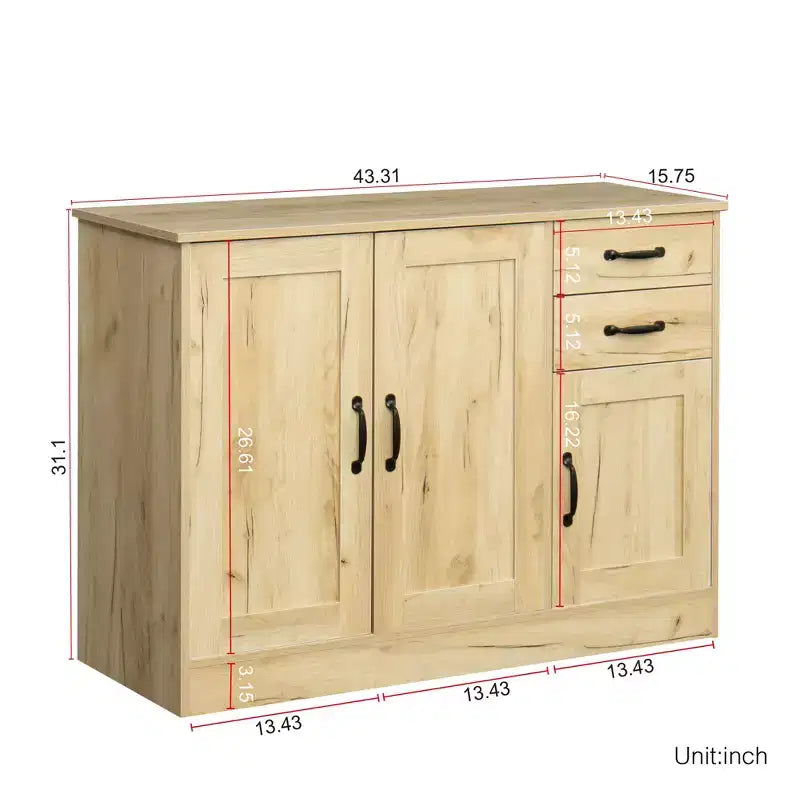 CLIHOME Credenza Moderna in Legno a 3 Ante, Mobile Contenitore da Ingresso, Consolle per Sala da Pranzo