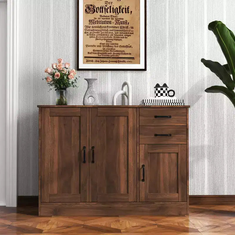 CLIHOME Credenza Moderna in Legno a 3 Ante, Mobile Contenitore da Ingresso, Consolle per Sala da Pranzo