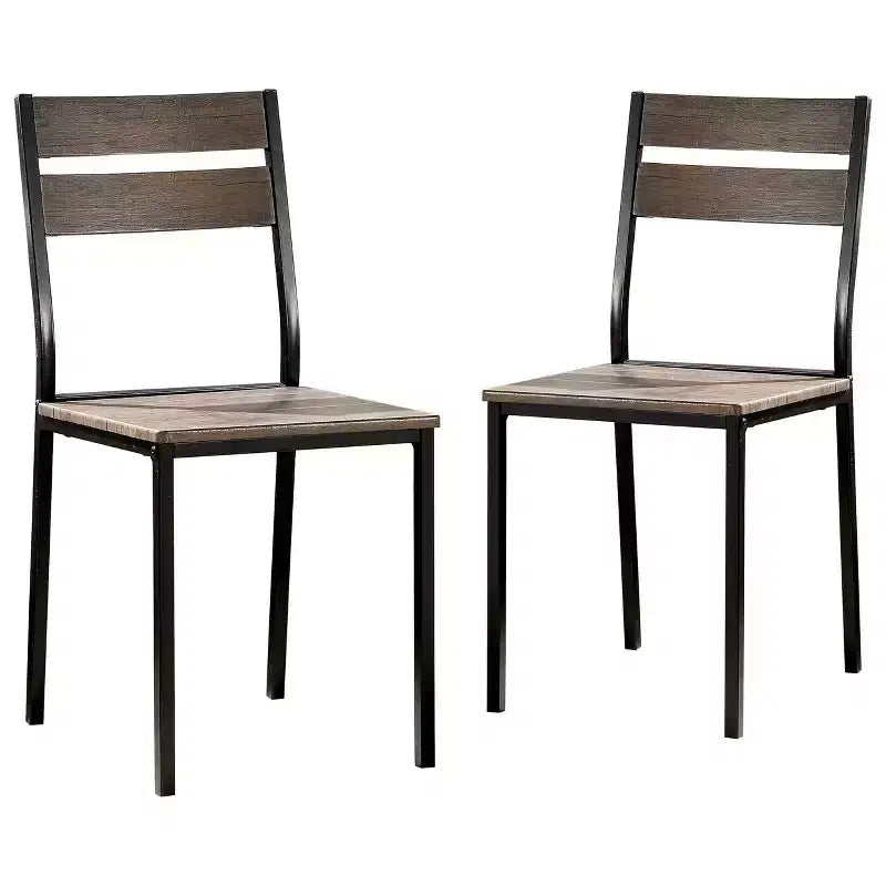 Set di 2 sedie da pranzo in metallo con schienale a scala industriale Marrone antico – Portata 113 kg