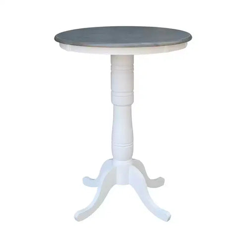 41" Bar Height Ronin Round Pedestal Table White/Heather Gray - International Concepts: Mid-Century Modern, Seats 2