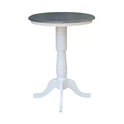 Tavolo piedistallo rotondo Ronin altezza bar 104 cm – Bianco/Grigio Heather, moderno di metà secolo, 2 posti