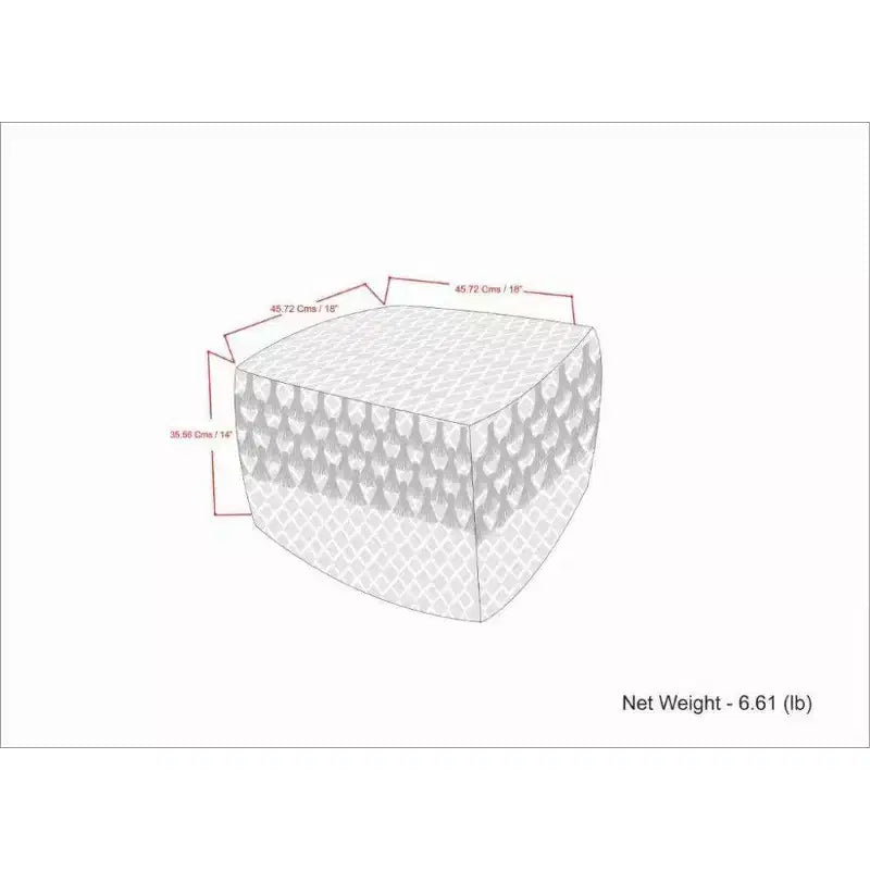 Pouf Ari Quadrato Intrecciato in PET Poliestere – Turchese/Bianco, Ottomana per Soggiorno Bohemien