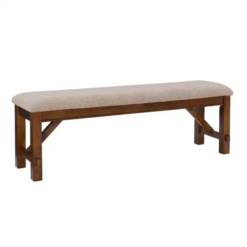 Panca imbottita tradizionale Jackson da 60" in legno – Sedile color cuoio, Marrone nocciola scuro