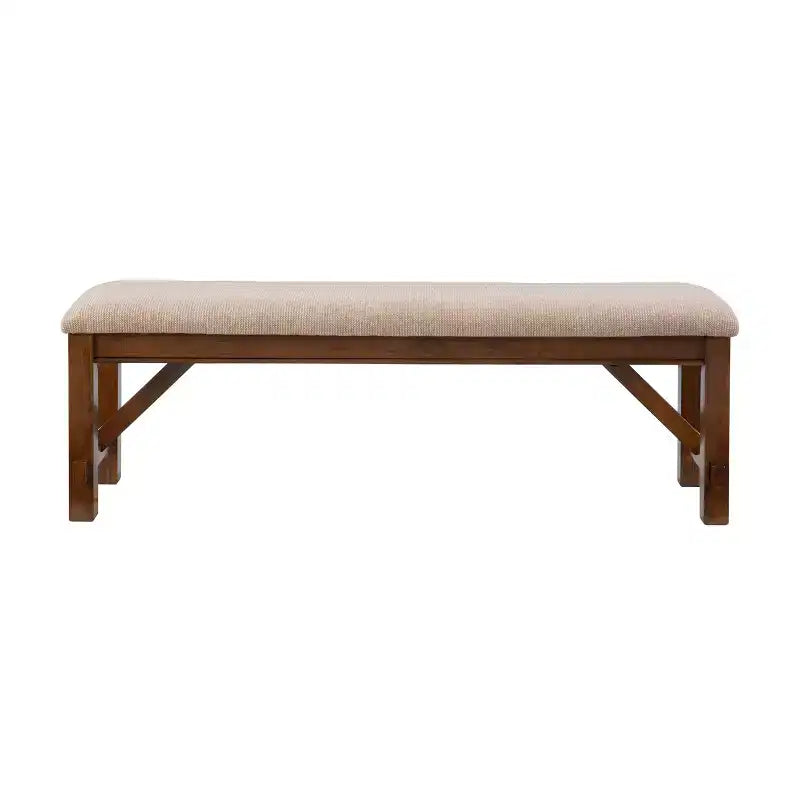 Panca imbottita tradizionale Jackson da 60" in legno – Sedile color cuoio, Marrone nocciola scuro