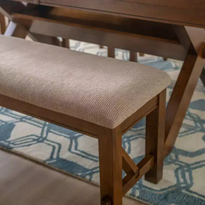 Panca imbottita tradizionale Jackson da 60" in legno – Sedile color cuoio, Marrone nocciola scuro