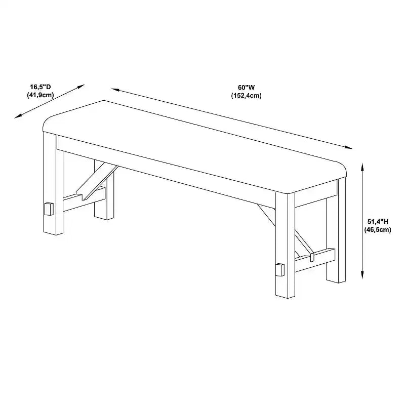 Panca imbottita tradizionale Jackson da 60" in legno – Sedile color cuoio, Marrone nocciola scuro