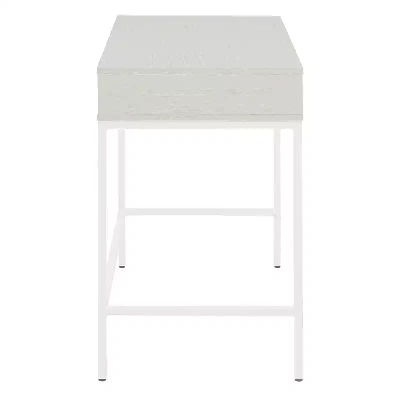 Scrivania da ufficio a casa da 40" con cassetto e ripiano – Rovere bianco, Struttura in acciaio, Superficie in MDF