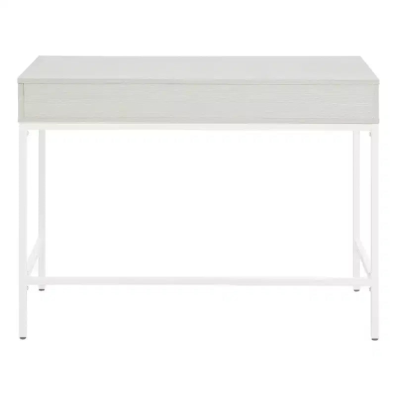 Scrivania da ufficio a casa da 40" con cassetto e ripiano – Rovere bianco, Struttura in acciaio, Superficie in MDF