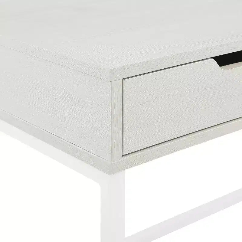 Scrivania da ufficio a casa da 40" con cassetto e ripiano – Rovere bianco, Struttura in acciaio, Superficie in MDF