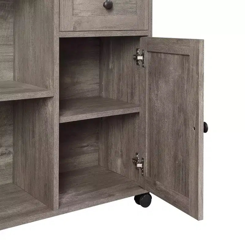 Scrivania da ufficio Waverly Workstation in ontano scozzese – Mid-Century Modern con contenitore, superficie in MDF