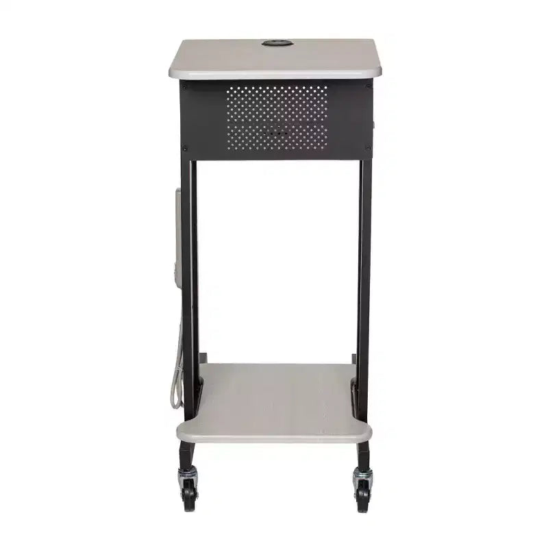 Carrello podio per presentazioni premium: Mobile, con ciabatta multipresa - Hampden Furnishings