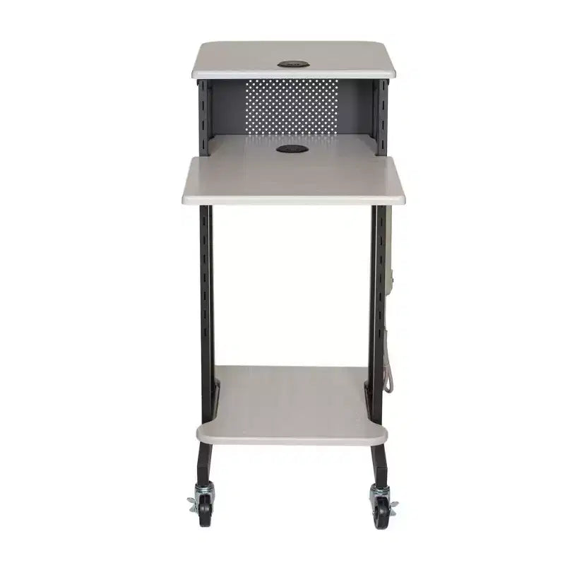 Carrello podio per presentazioni premium: Mobile, con ciabatta multipresa - Hampden Furnishings