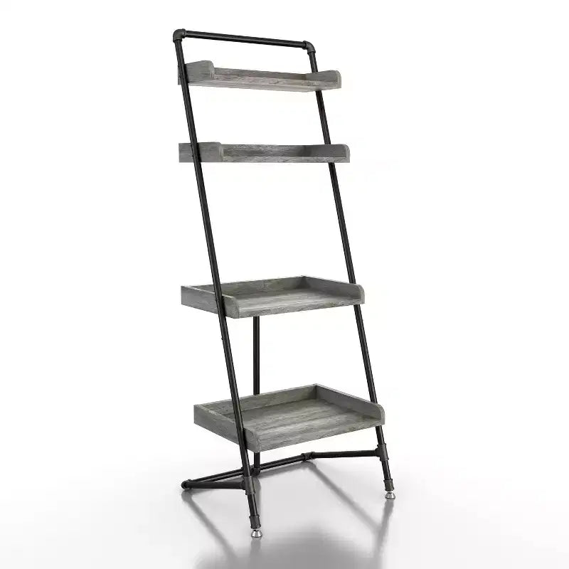 HOMES: Inside + Out 70.86" Humbolt Ladder Display Shelf Vintage Gray Oak: stile industriale, 4 ripiani portaoggetti
