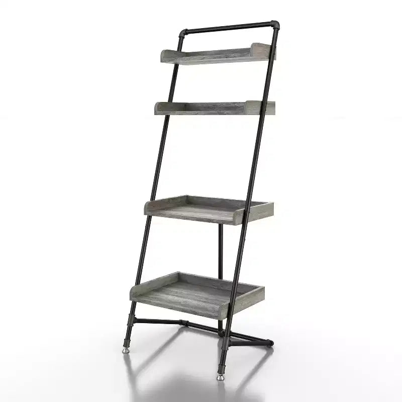 HOMES: Inside + Out 70.86" Humbolt Ladder Display Shelf Vintage Gray Oak: stile industriale, 4 ripiani portaoggetti