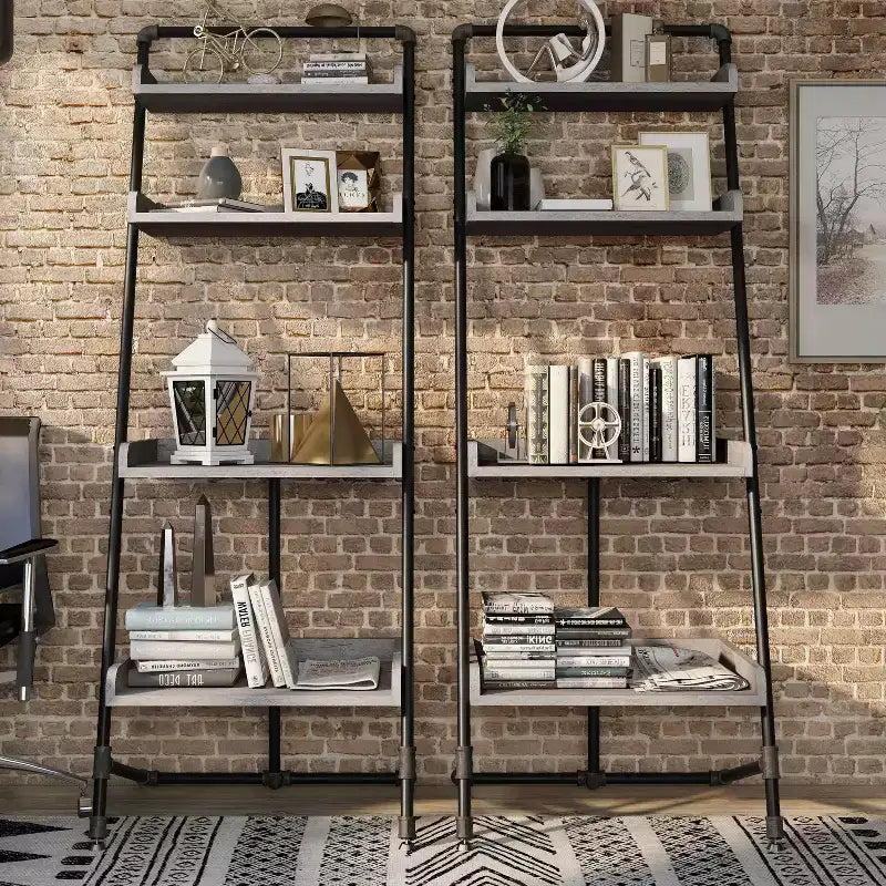 HOMES: Inside + Out 70.86" Humbolt Ladder Display Shelf Vintage Gray Oak: stile industriale, 4 ripiani portaoggetti