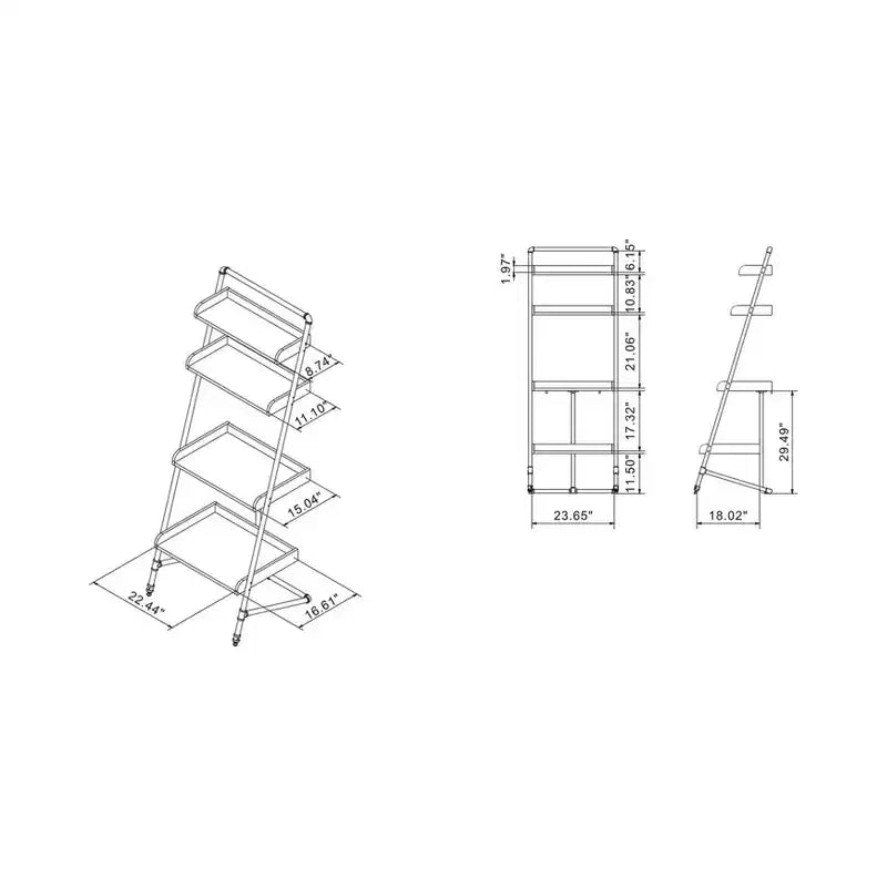 HOMES: Inside + Out 70.86" Humbolt Ladder Display Shelf Vintage Gray Oak: stile industriale, 4 ripiani portaoggetti