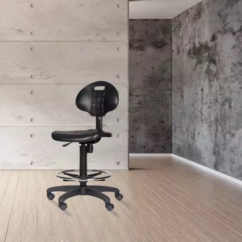 Sedia da lavoro in poliuretano regolabile in altezza 22"-32" – Girevole, Supporto lombare, Ruote
