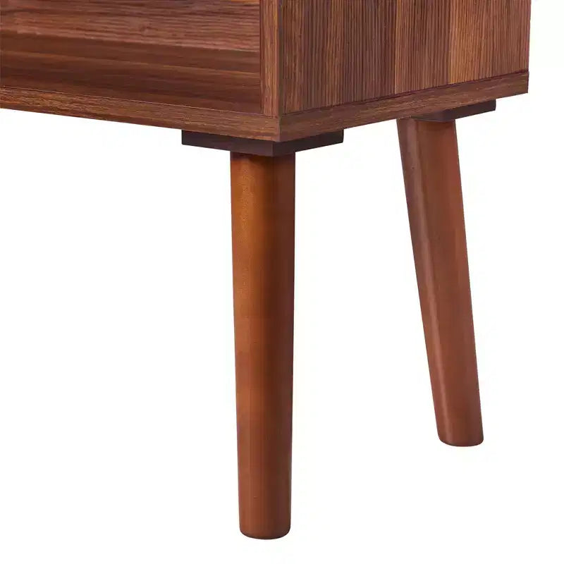 Libreria aperta Mid-Century da 58" con ripiano effetto marmo e gambe in noce – 4 ripiani