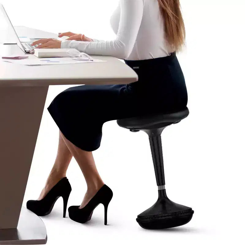 Sedia da ufficio Wobble Standing Desk – Vinile nero, Seduta attiva, Altezza regolabile