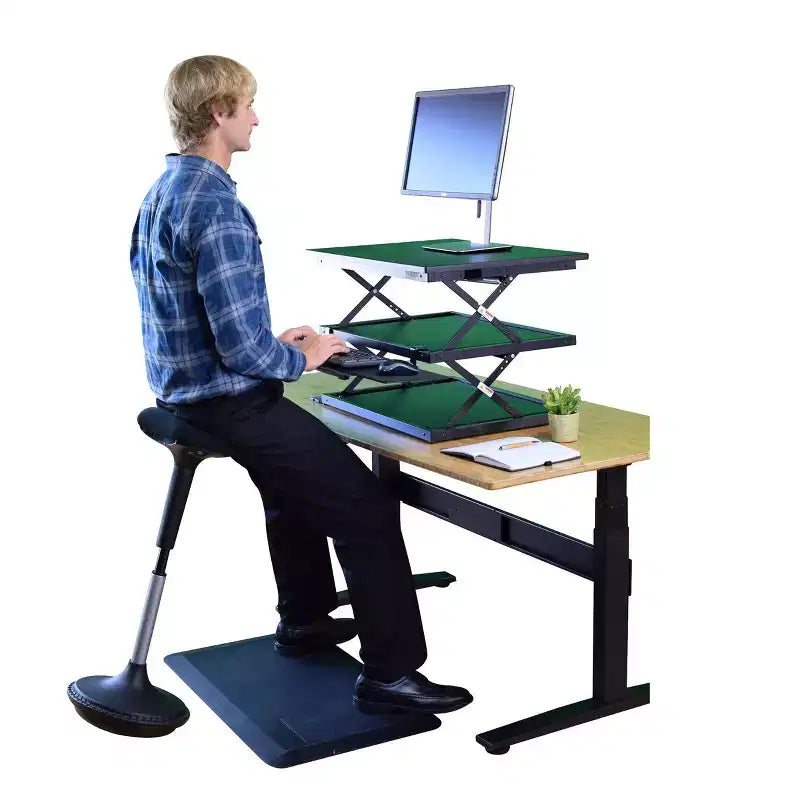 Sedia da ufficio Wobble Standing Desk – Vinile nero, Seduta attiva, Altezza regolabile