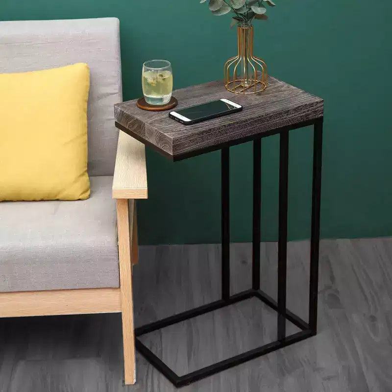 Breeze Tavolino a C Casual Struttura in Metallo Marrone Rustico - Proman Products: Da Infilare Sotto al Divano, Porta Snack e Lampada