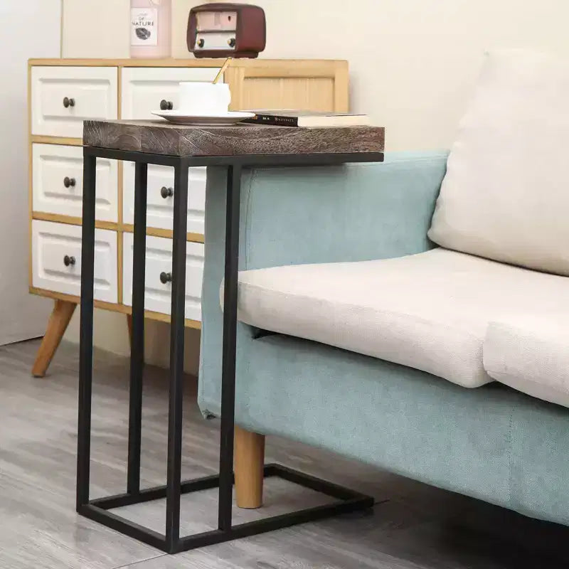 Breeze Tavolino a C Casual Struttura in Metallo Marrone Rustico - Proman Products: Da Infilare Sotto al Divano, Porta Snack e Lampada