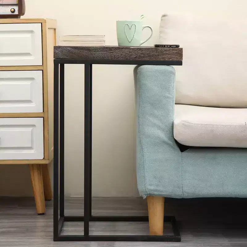 Breeze Tavolino a C Casual Struttura in Metallo Marrone Rustico - Proman Products: Da Infilare Sotto al Divano, Porta Snack e Lampada
