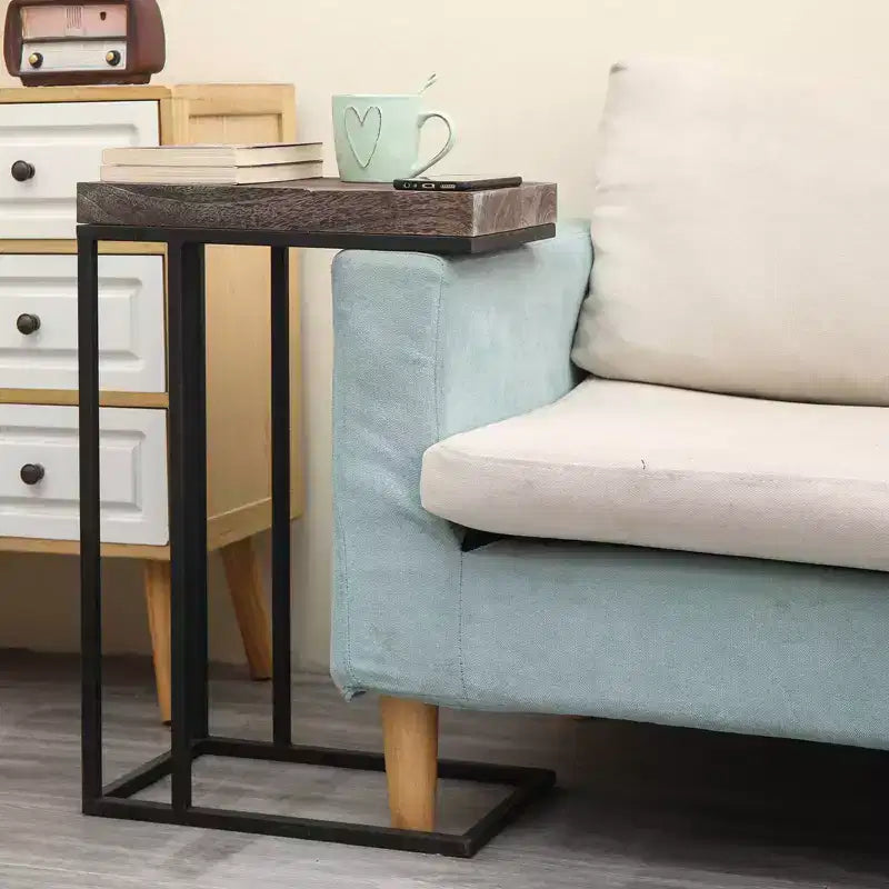 Breeze Tavolino a C Casual Struttura in Metallo Marrone Rustico - Proman Products: Da Infilare Sotto al Divano, Porta Snack e Lampada