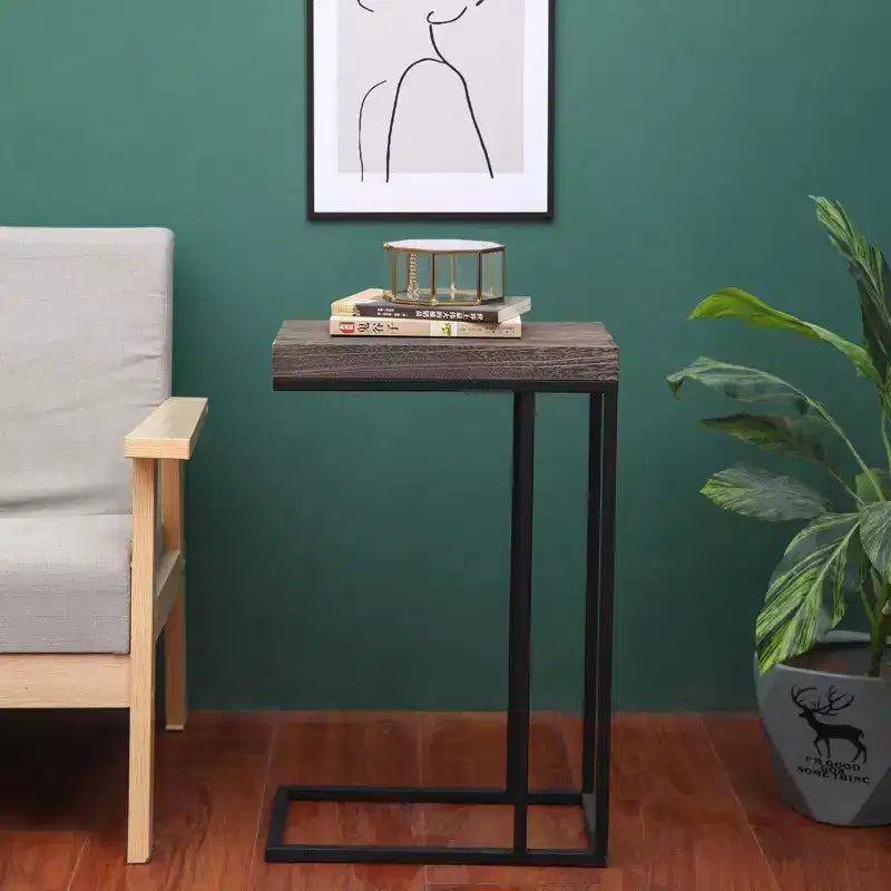 Breeze Tavolino a C Casual Struttura in Metallo Marrone Rustico - Proman Products: Da Infilare Sotto al Divano, Porta Snack e Lampada