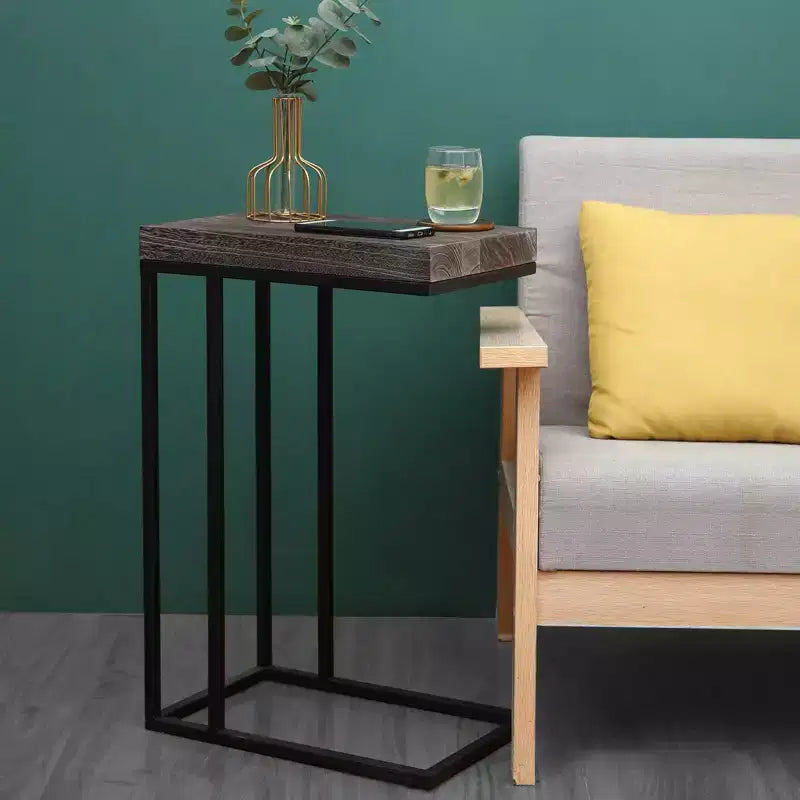 Breeze Tavolino a C Casual Struttura in Metallo Marrone Rustico - Proman Products: Da Infilare Sotto al Divano, Porta Snack e Lampada