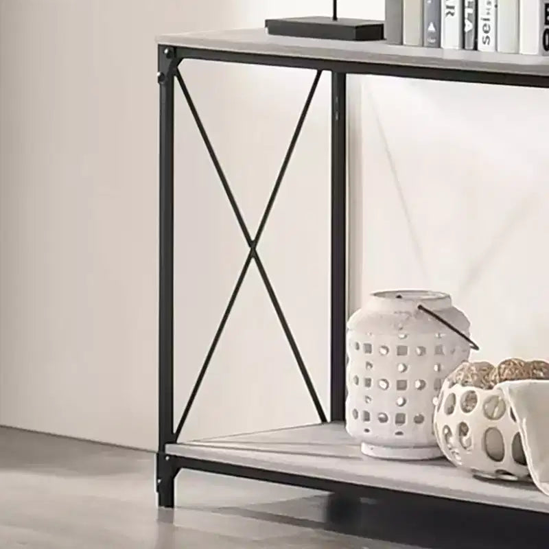 Tavolo Divano Inferiore Rosslea con Ripiano Nero/Grigio - HOMES: Inside + Out: Stile Industriale, Struttura in Metallo, Ripiano Contenitore